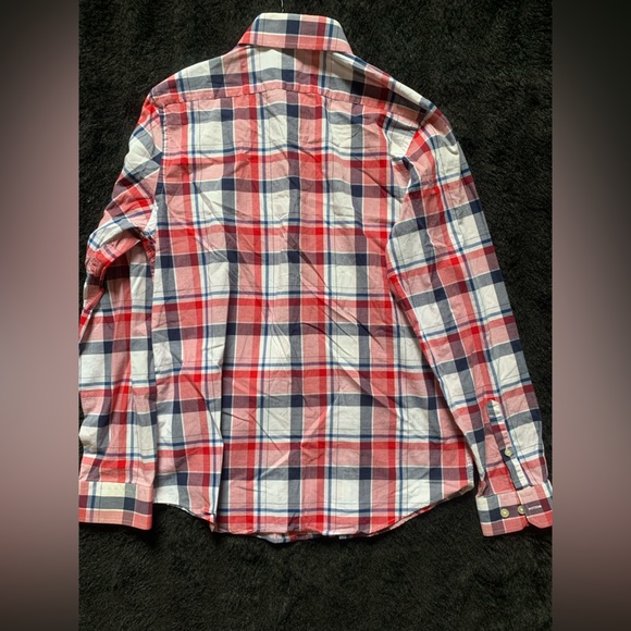 EXPRESS Men’s Red/ Blue Plaid Button-Down Modern Fit Shirt Sz S(14-14.5)PreOwned - Picture 4 of 11